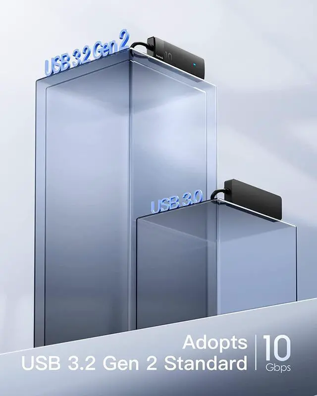 Alt view image 2 of 7 - Inateck USB 3.2 Gen 2 Speed, USB C to USB Hub with 4 USB A Ports, HB2025