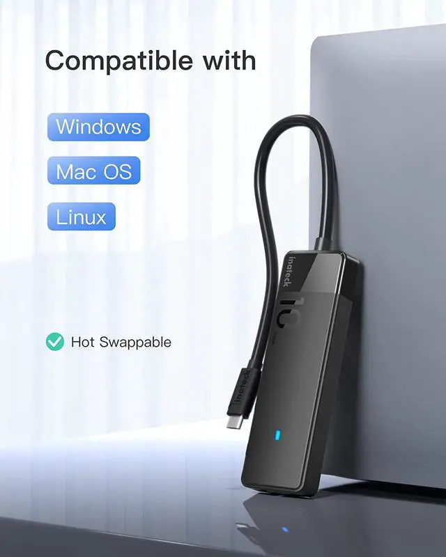 Alt view image 6 of 7 - Inateck USB 3.2 Gen 2 Speed, USB C to USB Hub with 4 USB A Ports, HB2025