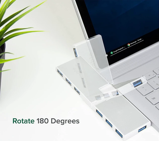 Alt view image 4 of 7 - Plugable USB Hub, Rotating 4 Port USB 3.0 Hub, Driverless Powered USB Hub (Compatible with Windows, macOS & Linux, USB 2.0 Backwards Compatible)