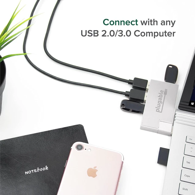 Alt view image 5 of 7 - Plugable USB Hub, Rotating 4 Port USB 3.0 Hub, Driverless Powered USB Hub (Compatible with Windows, macOS & Linux, USB 2.0 Backwards Compatible)