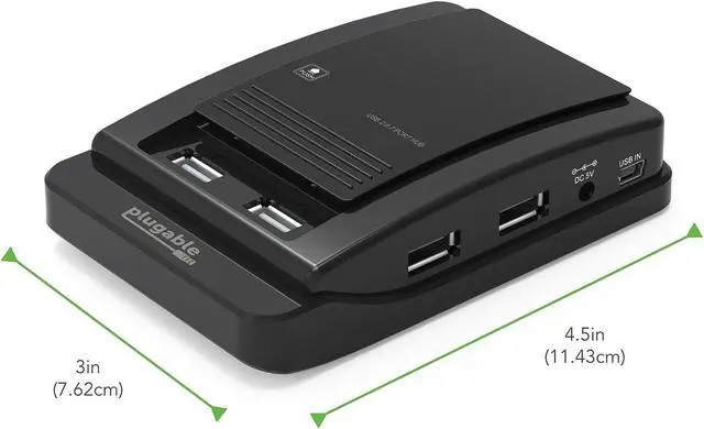 Alt view image 5 of 7 - Plugable USB 2.0 7-Port High Speed Hub with 15W Power Adapter