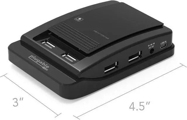 Alt view image 6 of 7 - Plugable USB 2.0 7-Port High Speed Hub with 15W Power Adapter