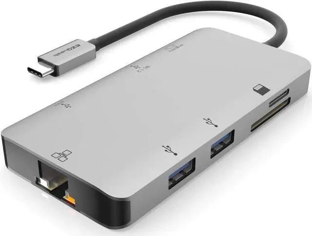 Alt view image 2 of 7 - EZQuest USB C Hub Docking Station 8 in 1 with 4K HDMI, 1 Gbit Ethernet, 3 USB A 3.0 Ports, 1 USB-C PD/Data, SD/Micro SD for Work and Travel, Compatible with MacBook/Dell/HP/Lenovo/Laptops