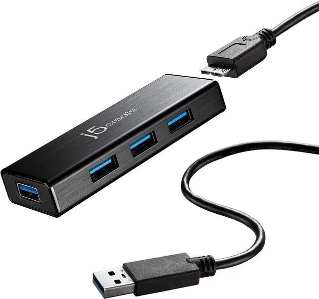 Alt view image 5 of 6 - j5create 4-Port Powered USB 3.0 Data Hub with 2 ft Extended Cable [15W Power Adapter Included] for Mac, MacBook, Windows, Laptop, Surface, XPS, PC (JUH340)