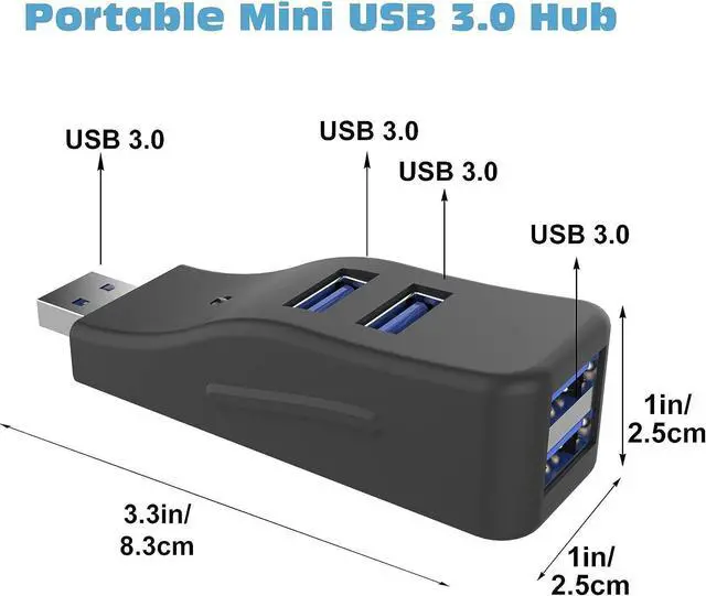 Alt view image 6 of 7 - VCOM USB 3.0 Hub for Laptop, Portable 4-Port Data USB Splitter, Mini USB A Port Expander, 5Gbps Fast Data Transfe for Desktop Computer, Surface Pro, XPS, PC, Flash Drive, Mobile HDD, Keyboard, Mouse