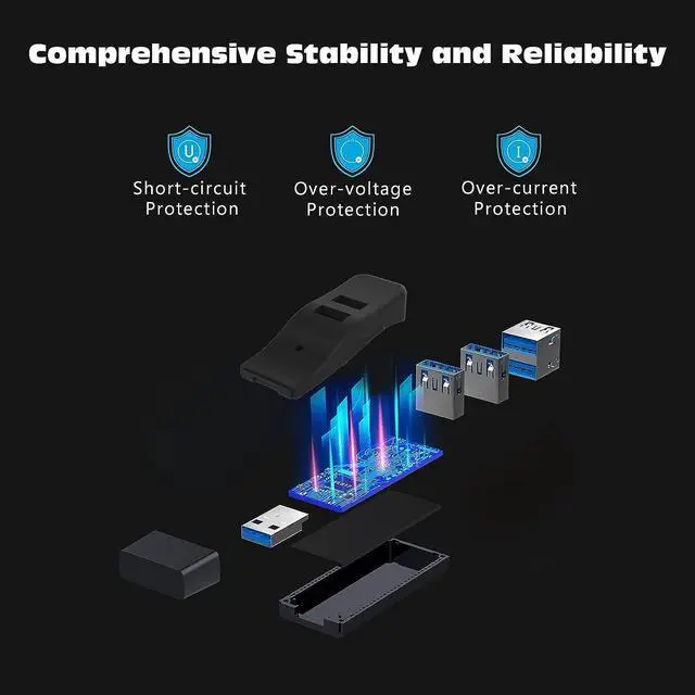Alt view image 4 of 7 - VCOM USB 3.0 Hub for Laptop, Portable 4-Port Data USB Splitter, Mini USB A Port Expander, 5Gbps Fast Data Transfe for Desktop Computer, Surface Pro, XPS, PC, Flash Drive, Mobile HDD, Keyboard, Mouse