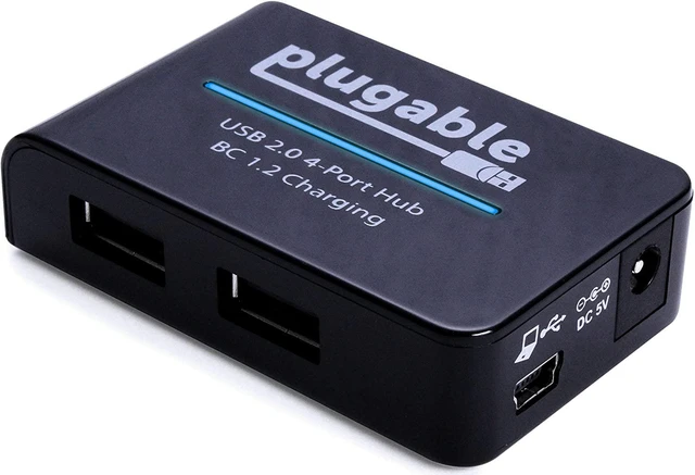 Main image of Plugable USB 2.0 4-Port High Speed Hub with 12.5W Power Adapter, Driverless