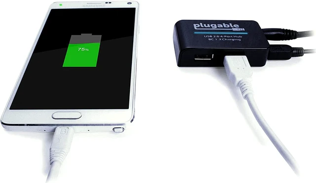 Alt view image 2 of 6 - Plugable USB 2.0 4-Port High Speed Hub with 12.5W Power Adapter, Driverless