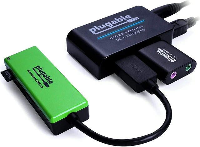 Alt view image 3 of 6 - Plugable USB 2.0 4-Port High Speed Hub with 12.5W Power Adapter, Driverless