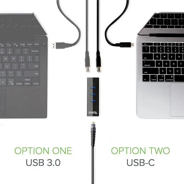 Alt view image 5 of 7 - Plugable USB Hub with Ethernet, 3 Port USB 3.0 Bus Powered Hub with Gigabit Ethernet Compatible with Windows, MacBook, Linux, Chrome OS, Includes USB C and USB 3.0 Cables