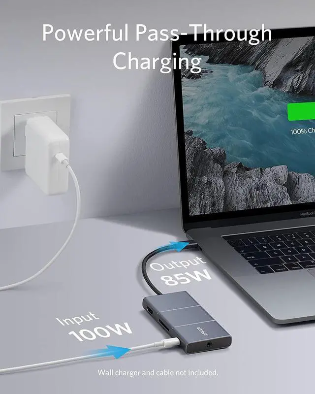 Alt view image 4 of 7 - Anker USB C Hub, PowerExpand 6-in-1 USB-C Adapter, with 4K@60Hz HDMI, 100W Power Delivery, 10 Gbps USB C and 2 USB A Ports, SD Card Reader and 3.5mm Audio, for MacBook Air, MacBook Pro, XPS, and More