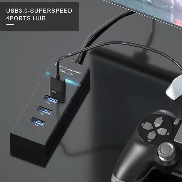 Alt view image 6 of 7 - USB Hub Split Multiport Adapter - USB 3.0 Splitter for Multiple Ports to Laptop, Multi USB A Port Expander for PS4, 4 Port USB Hub Connectors, 900mA Volt Charger, No Powered, PC Accessories&USB Dock