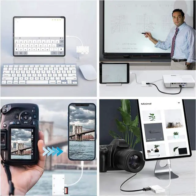 Alt view image 7 of 7 - Lightning Hub iPad Adapter, 6-in-1 Lightning to HDMI Digital AV Converter, TF & SD Card Reader, USB Camera Adapter, Power Delivery Compatible with iPhone, iPad and More USB Devices