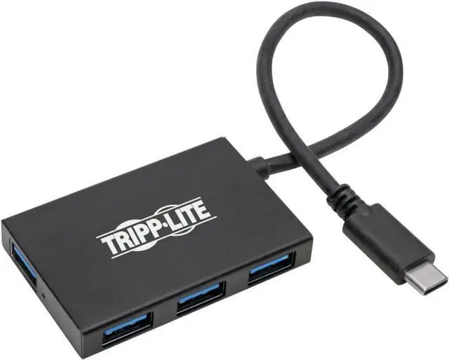Main image of Tripp Lite Gen 1 USB-C Hub, Portable USB-C to USB-A Splitter for Charging and Data Transfer, Thunderbolt 3, 5 Gbps, 1.5 A, Aluminum (U460-004-4A-Al)