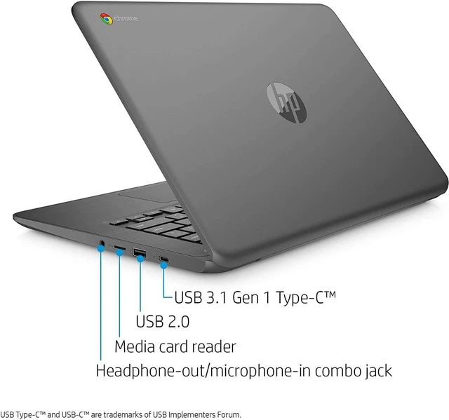 Alt view image 4 of 6 - HP Chromebook 14" HD Laptop AMD A4-9120C 4 GB SDRAM, 32 GB eMMC - 14-db0020nr