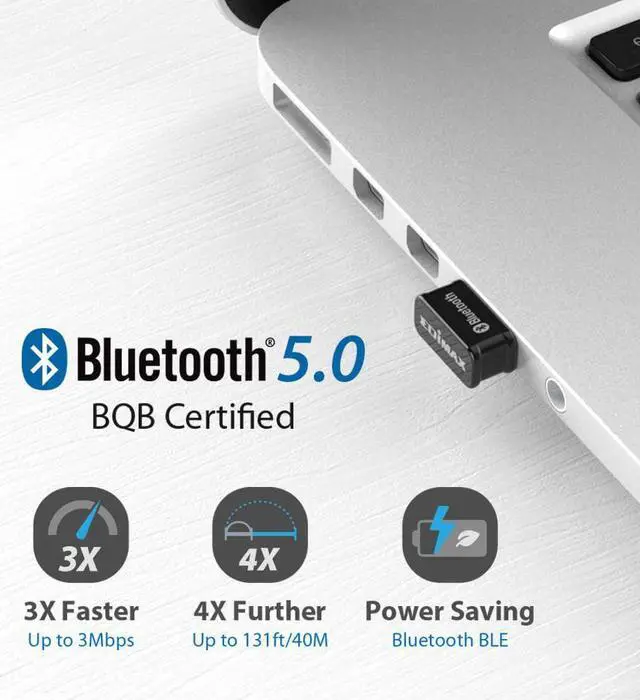 Alt view image 2 of 7 - Edimax Bluetooth Adapter for PC, BT 5.0 EDR Nano USB Dongle, Fast Transfer, Bluetooth Headphones Headset Speakers Keyboard Mouse, Win 10/11 Plug-n-Play, Linux/Mint 21 Plug-n-Play, BT-8500