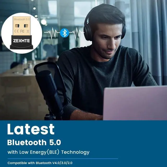 Alt view image 2 of 7 - USB Bluetooth Adapter 5.0 Bluetooth Dongle Bluetooth Receiver for PC Windows 10/8/7 for Desktop, Laptop, Mouse, Keyboard, Headsets, Speakers