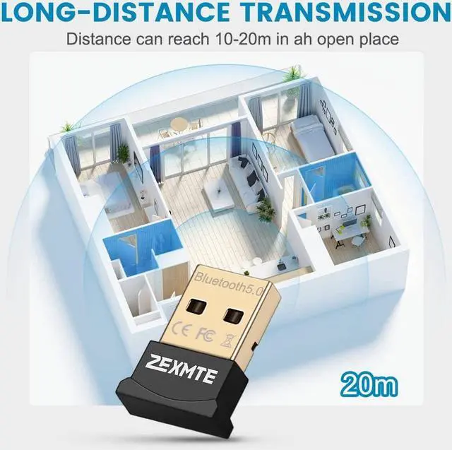 Alt view image 4 of 7 - USB Bluetooth Adapter 5.0 Bluetooth Dongle Bluetooth Receiver for PC Windows 10/8/7 for Desktop, Laptop, Mouse, Keyboard, Headsets, Speakers