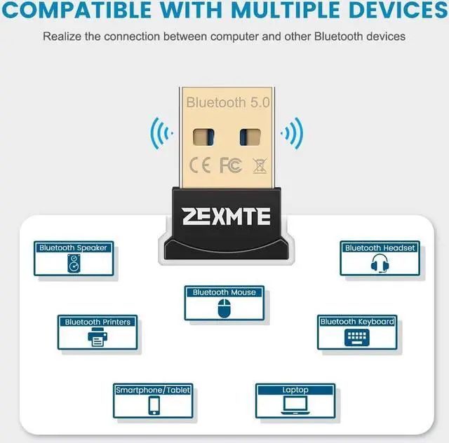 Alt view image 5 of 7 - USB Bluetooth Adapter 5.0 Bluetooth Dongle Bluetooth Receiver for PC Windows 10/8/7 for Desktop, Laptop, Mouse, Keyboard, Headsets, Speakers