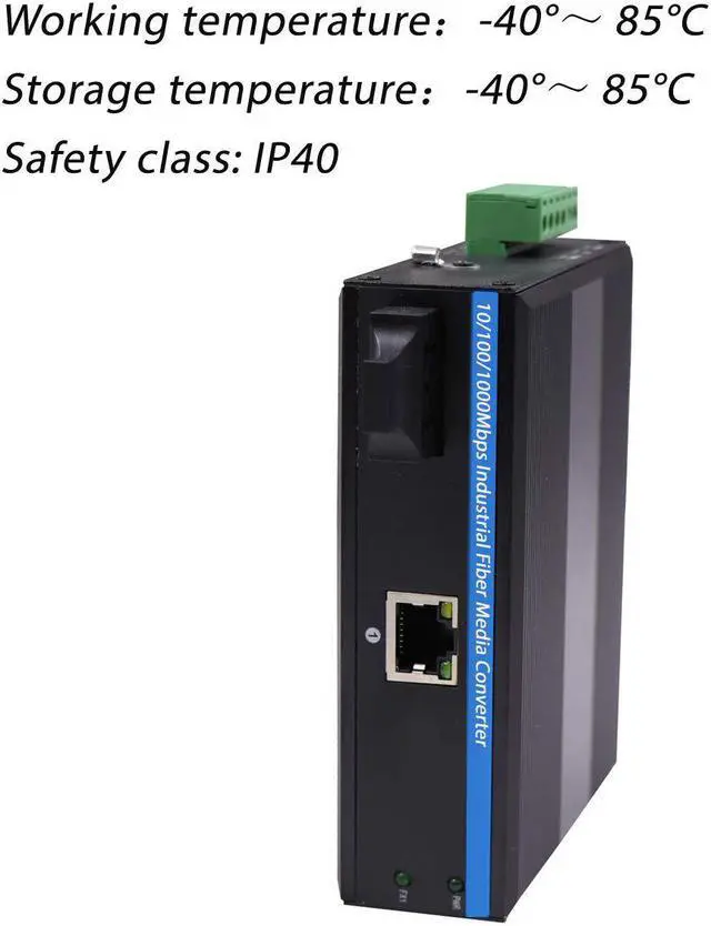 Alt view image 3 of 7 - Gigabit Hardened Ethernet Media Converter Single Mode Duplex Industrial Fiber SC to Network Switch DIN-Rail/Wall Mount 9/12/24VDC Input IP40 Safety Class