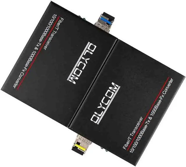 Alt view image 4 of 6 - A Pair of Gigabit Ethernet Fiber Optical Media Converter Bidi 10/100/1000Base-Tx Optic SM 20km to RJ45 Port with 1.25Gbs SFP Transceivers