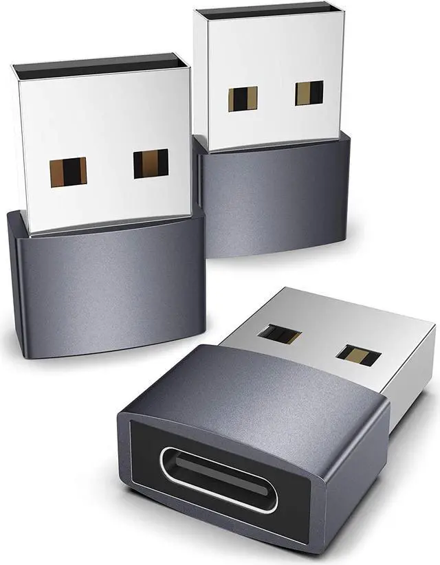 Main image of USB C Female to USB Male Adapter Pack of 3[Aluminum Shell High Stability] Type C to USB A Converter Compatible with iPhone 13 Pro Max Apple Watch Series 7 AirPods 3 CarPlay etc. Space Gray