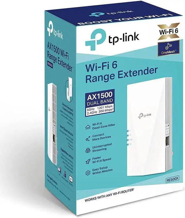 Alt view image 7 of 7 - AX1500 WiFi Extender Internet Booster(RE500X) WiFi 6 Range Extender Covers up to 1500 sq.ft and 25 Devices Dual Band AP Mode w/Gigabit Port APP Setup OneMesh Compatible