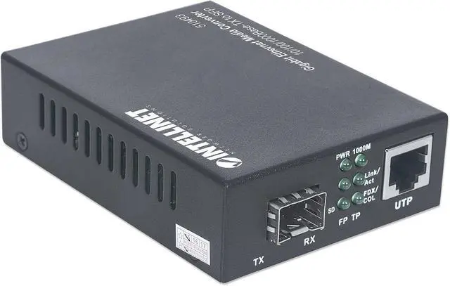 Alt view image 2 of 7 - Intellinet Gigabit Ethernet to SFP Media Converter, 1000 Mbps