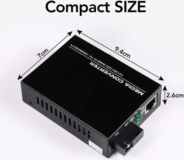 Alt view image 6 of 6 - A Pair 2 Pack SC Single Mode Gigabit Ethernet Media Converter 10/100/1000Mbps Bi-Directional Single SC Fiber Ethernet Transceiver up to 20km RJ-45 Port 10/1000Base-TX to 1000Base-FX 1310-nm