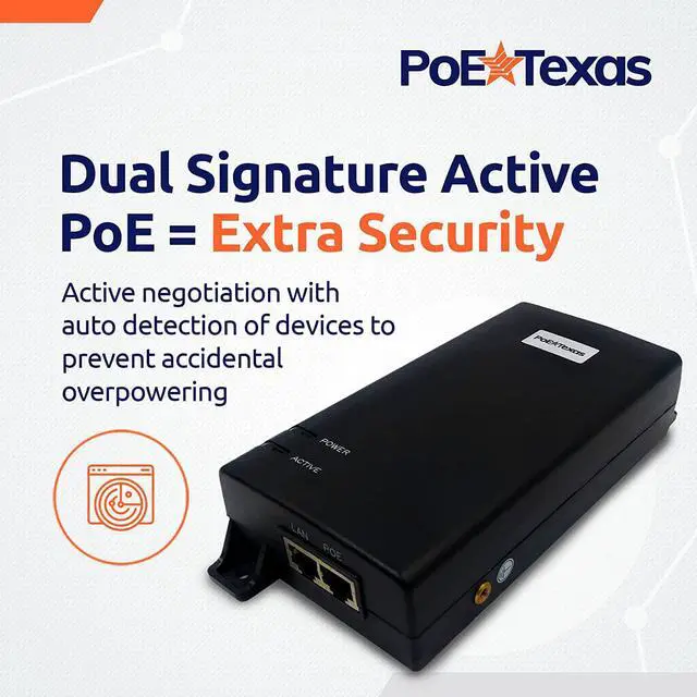 Alt view image 6 of 6 - Poe Texas PoE Injector - 802.3bt PoE++ Single Port 4 Pair Power Over Ethernet Injector - 6KV Surge Protection - Active PoE Adapter 55V 60W Output - 10/100/1000 Gigabit Data - Wall Mount Plug & Play