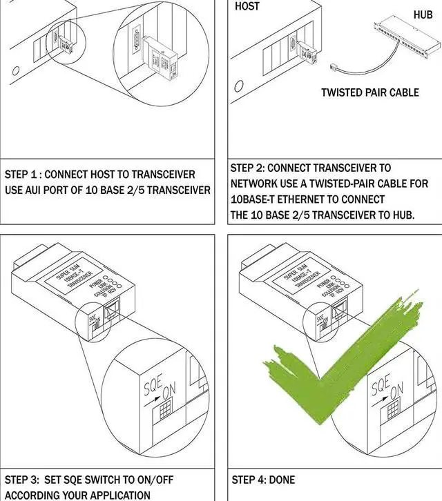 Alt view image 5 of 7 - 10Base-T RJ45 to 10Base-5 DB15M AUI Type Media Converter | Thick Ethernet Adapter to 10BT UTP RJ-45 Transceiver