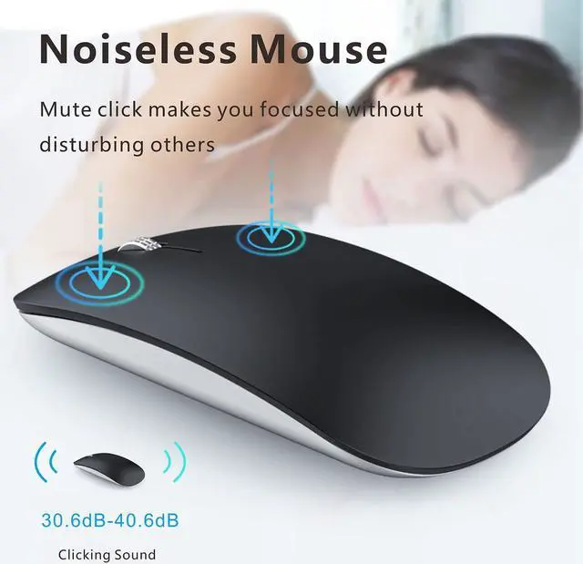 Alt view image 6 of 7 - Uciefy U30 Bluetooth Mouse, Ultra Slim Triple Mode (BT5.1+BT5.1+USB) Rechargeable Wireless Bluetooth Mouse Compatible with iPad, Laptop, MacBook (Matte Black)