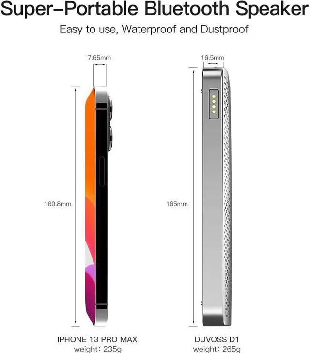 Alt view image 7 of 7 - Bluetooth Speaker, 0.65" Ultra Thin Portable Magnetic Speakers, Loud&Clear Sound, IP67 Waterproof Dustproof, Bluetooth 5.1, TWS Pairing, EQ Mode, Sleek Small Wireless Speaker for Home, Outdoor