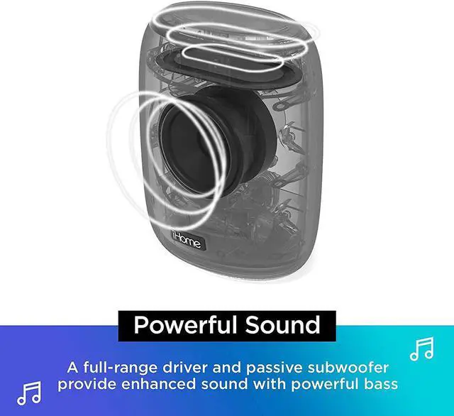 Alt view image 5 of 7 - iHome Waterproof Bluetooth Speaker with Long Lasting Rechargeable Battery, Portable Speaker for Indoor and Outdoor Use