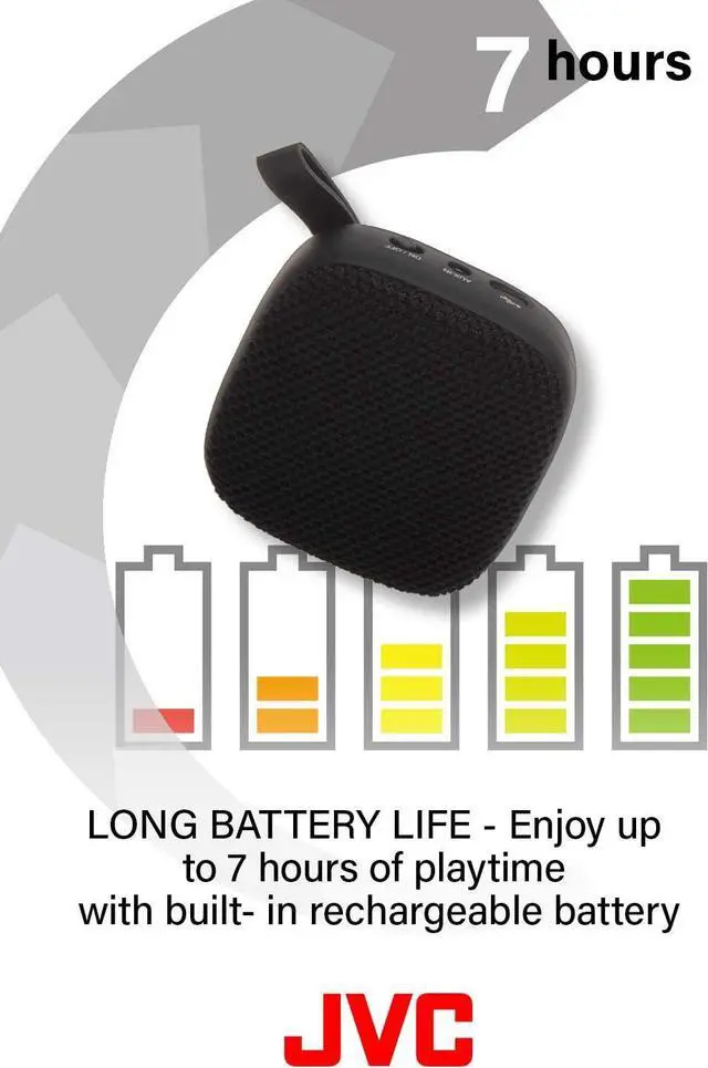 Alt view image 6 of 7 - JVC Portable Wireless Speaker with Surround Sound, Bluetooth 5.0, 7-Hour Battery Life - SPSA1BTB (Black) (Pack of 3)