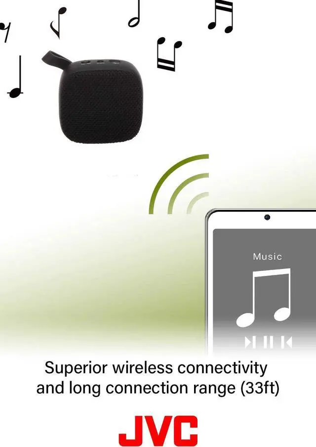 Alt view image 4 of 7 - JVC Portable Wireless Speaker with Surround Sound, Bluetooth 5.0, 7-Hour Battery Life - SPSA1BTB (Black) (Pack of 3)