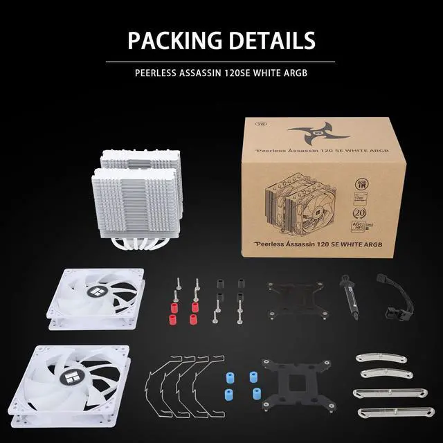 Alt view image 6 of 6 - Thermalright Peerless Assassin 120 SE White ARGB CPU Air Cooler, 6 Heat Pipes,Dual 120mm TL-C12CW-S Fan, Aluminium Cover, AGHP Technology, for AMD AM4/Intel LGA 1150/1151/1155/1156/1200/1700