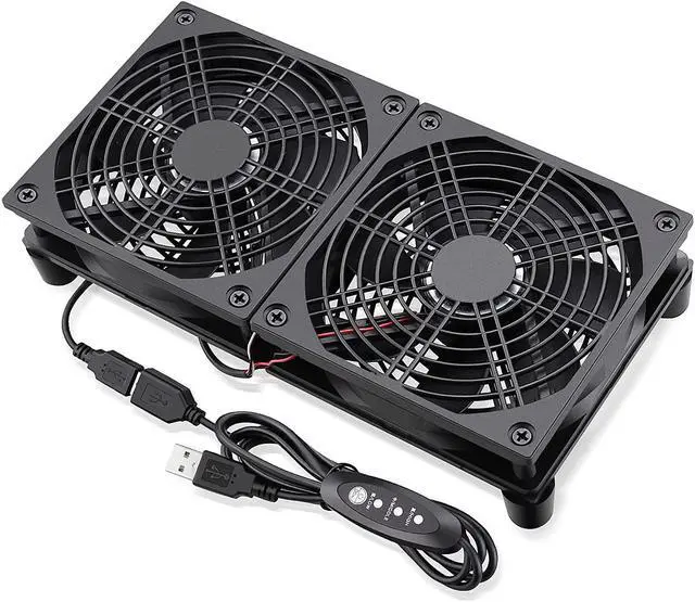 Main image of GDSTIME Dual 120mm 5V USB Fans, 102CFM Big Airflow Fan Cooling for Router TV Box Micro Computer and Other Electronics