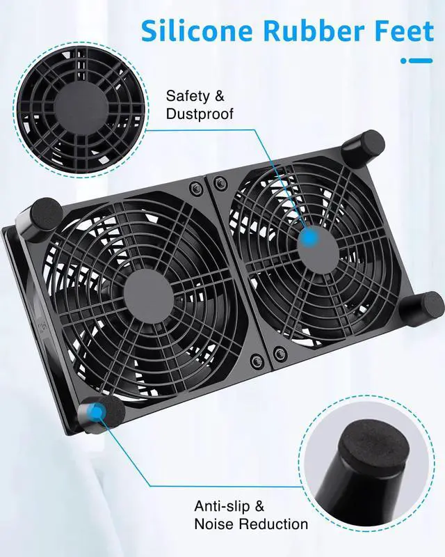Alt view image 7 of 7 - GDSTIME Dual 120mm 5V USB Fans, 102CFM Big Airflow Fan Cooling for Router TV Box Micro Computer and Other Electronics