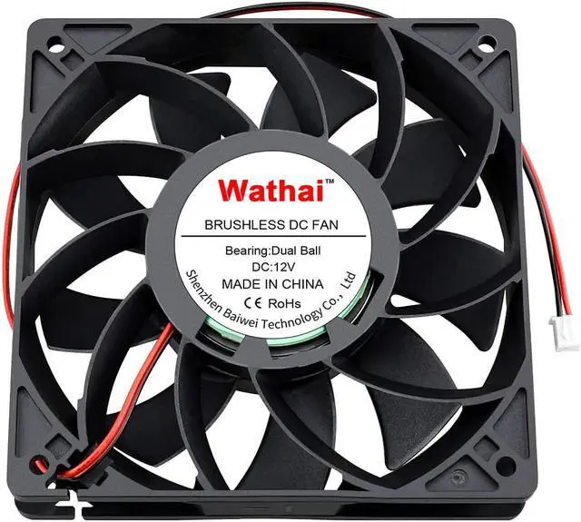 Alt view image 5 of 7 - Wathai 120mm x 25mm 12V High Pressure CFM Fan Dual Ball High Speed DC Brushless Cooling Fan