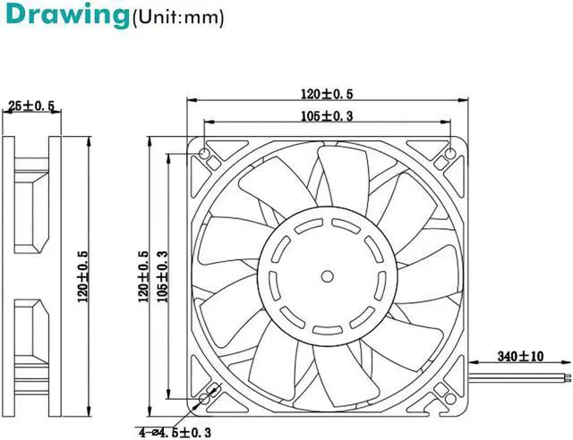 Alt view image 6 of 7 - Wathai 120mm x 25mm 12V High Pressure CFM Fan Dual Ball High Speed DC Brushless Cooling Fan
