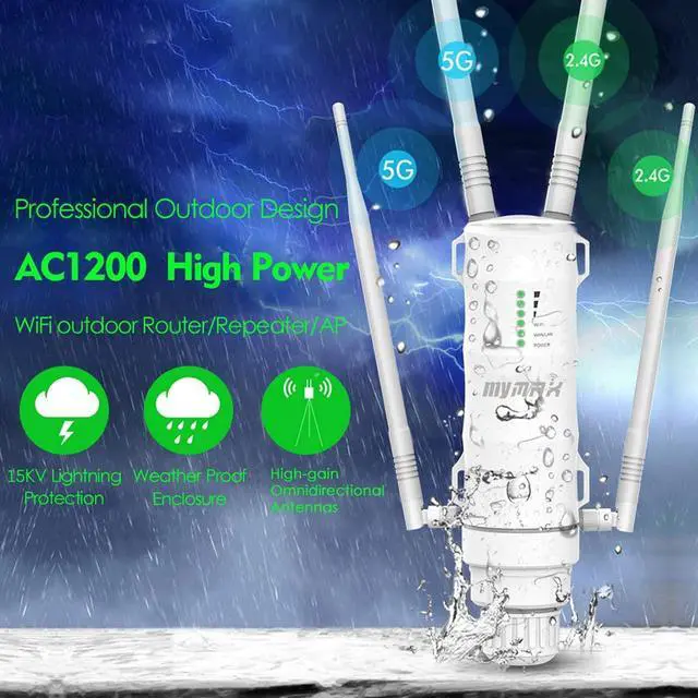 Alt view image 6 of 7 - AC1200 Long Range Outdoor WiFi Mesh Extender with Ethernet Port & 4-Antenna, MyMAX WN572HP3 Dual-Band 1200Mbps Weatherproof Outside Access Point/Wireless Repeater/Internet Booster Signal Amplifier