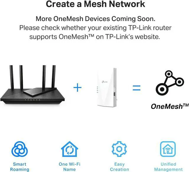Alt view image 5 of 7 - WiFi 6 Extender(RE600X)-Internet Booster Covers up to 1500 sq.ft and 30 Devices AX1800 Dual Band Wireless Signal Booster Repeater Gigabit Ethernet Port AP Mode OneMesh Compatible
