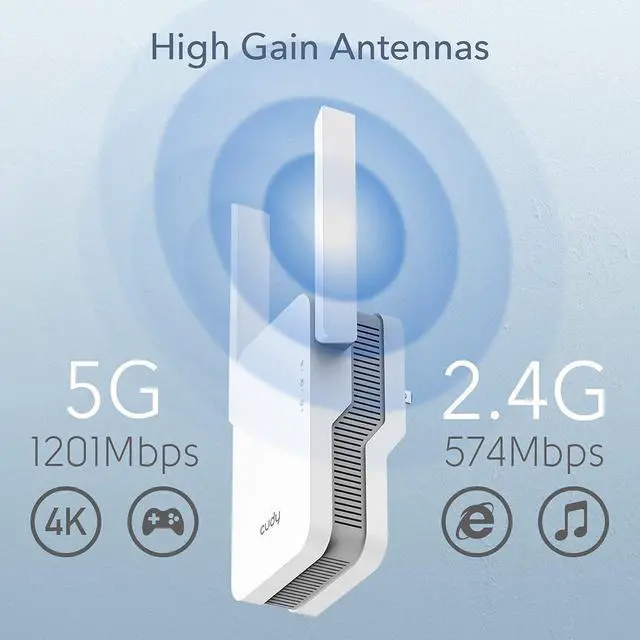 Alt view image 4 of 7 - Cudy New AX1800 Mesh WiFi 6 Extender Internet Booster, WiFi 6 Range Extender Covers up to 2000 sq.ft and 30 Devices, Dual Band Repeater up to 1.8Gbps Speed, AP Mode, Gigabit Port, RE1800