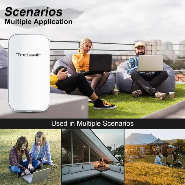 Alt view image 6 of 6 - Outdoor WiFi Extender WeatherproofWiFi Booster and Signal AmplifierInternet BoosterWireless BridgeUp to 1200Mbps Dual Band WiFi Repeater Covers Up to Least 3440 Sq. ft and 30 Devices
