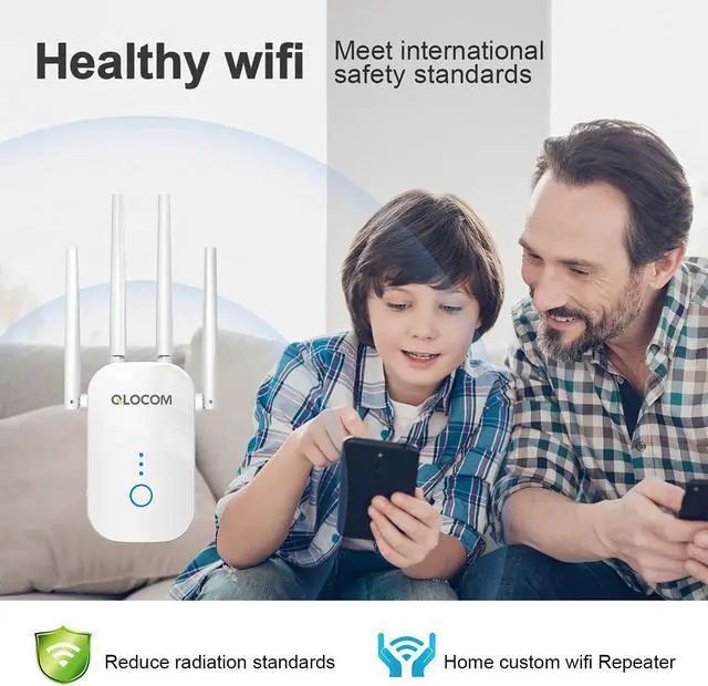 Alt view image 6 of 7 - QLOCOM WiFi Extender WiFi Booster 1200Mbps Wireless Signal Booster Internet Range Booster for Home Dual Band 2.4G & 5GHz, Support Repeater/ Bridge/ AP/ Client/ Router Modes