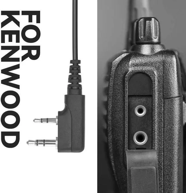 Alt view image 3 of 7 - Carbon Fiber Style Behind The Head Two Way Radio Headset with Cord Cable, Volume Control Knob, 3.5mm Input Jack for Kenwood and BaoFeng 2-Pin Radios
