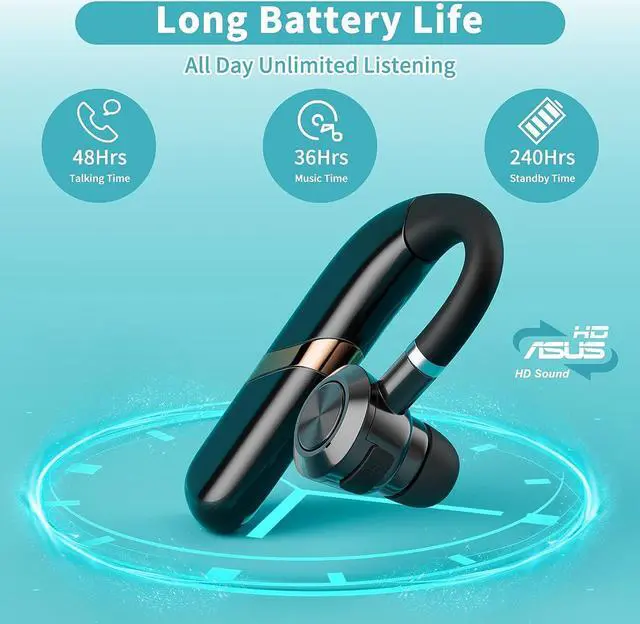 Alt view image 5 of 7 - Bluetooth Headset Wireless Earbuds Cell Phones Earpiece Bluetooth Headphones in Ear with Microphone 48H Talk Time IPX7 Waterproof Earphones for Trucker Driving Business Running Office