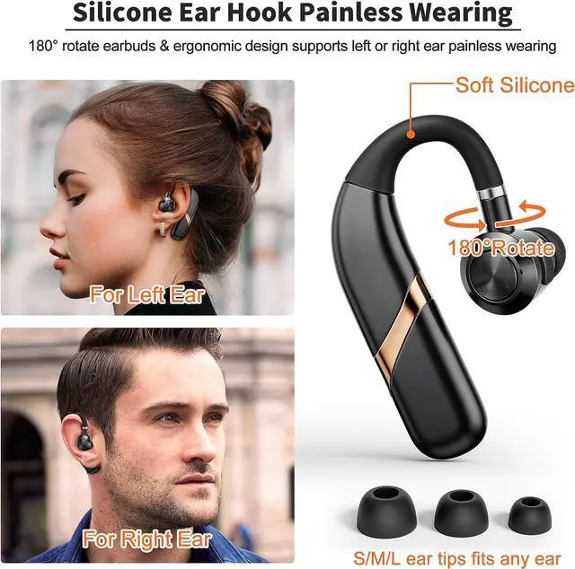 Alt view image 3 of 7 - Bluetooth Headset Wireless Earbuds Cell Phones Earpiece Bluetooth Headphones in Ear with Microphone 48H Talk Time IPX7 Waterproof Earphones for Trucker Driving Business Running Office