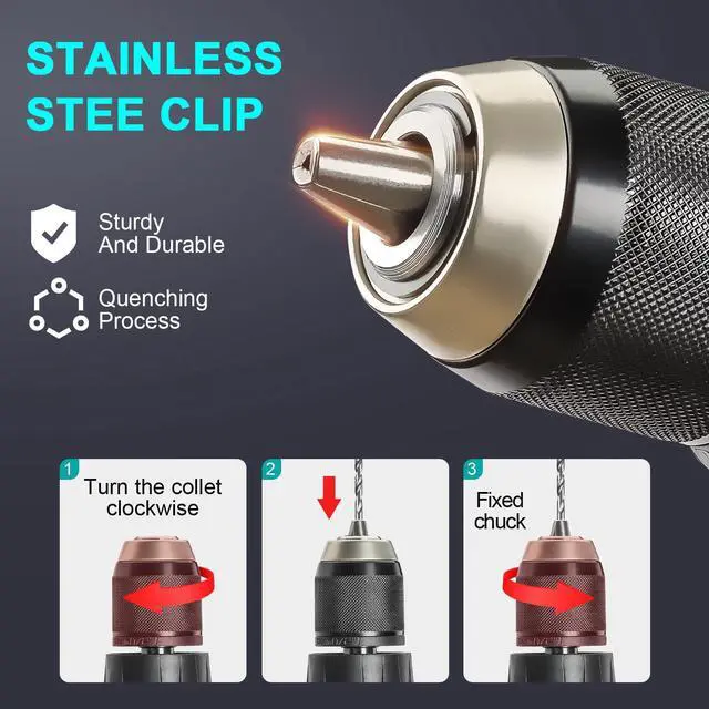 Alt view image 6 of 7 - STANEW Cordless Hammer Drill Driver Set, Hammer Drill with 2 20V 2.0Ah Li-ion Battery, 1/2" Metal Keyless Chuck 2 Variable Speed 20+3 Torque Setting and Plastic Carrying Case